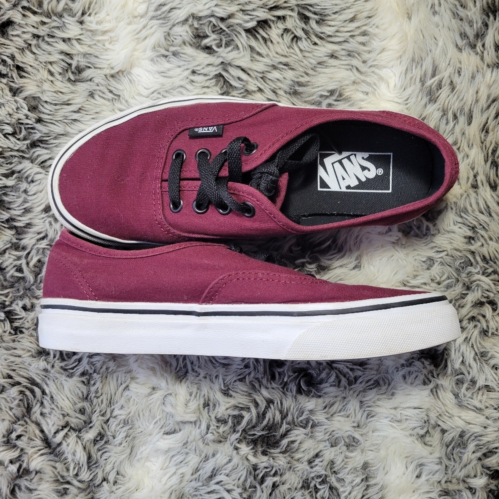 Vans Maroon Canvas Shoes with Black Accents